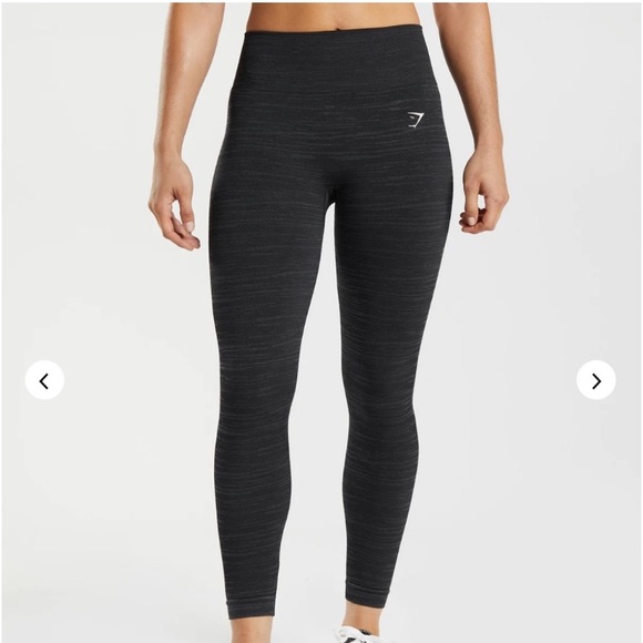 Gymshark Womens ADAPT MARL SEAMLESS ACTIVEWEAR LEGGINGS in Black/Grey - Picture 2 of 6